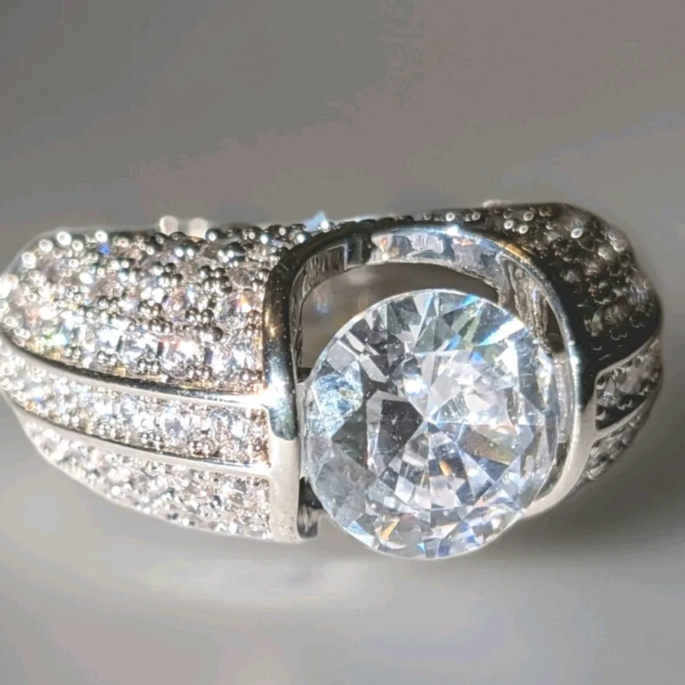 3Ct Round Cut Real Moissanite Men's Engagement Ring 14k White Gold Plated Silver